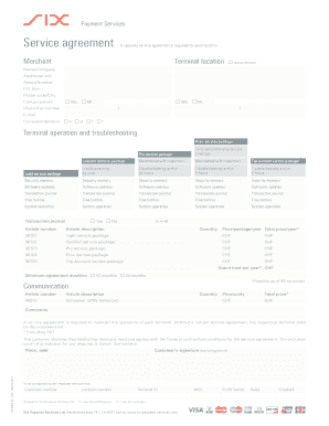 Swiss Payment Terminal Service Agreement