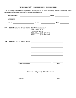Authorization for Release of Information
