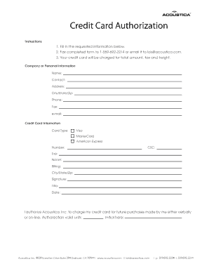 Credit Card Authorization Form