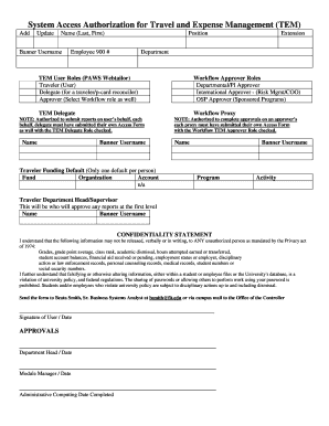 Travel and Expense Management Authorization Form
