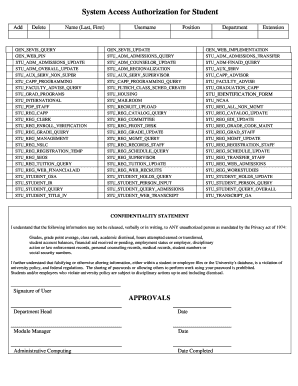 Student System Access Authorization Form