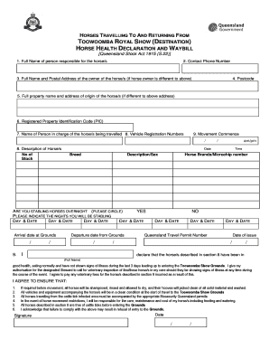 Horse Health Declaration and Waybill