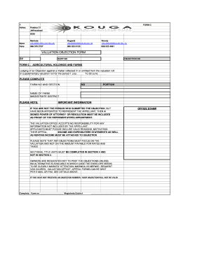 Agricultural Valuation Objection Form