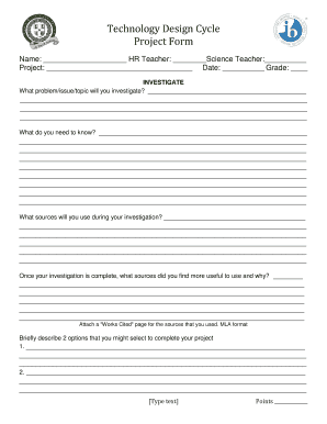 Technology Design Cycle Project Form