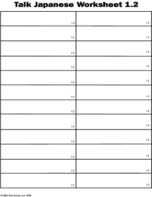 Talk Japanese Worksheet