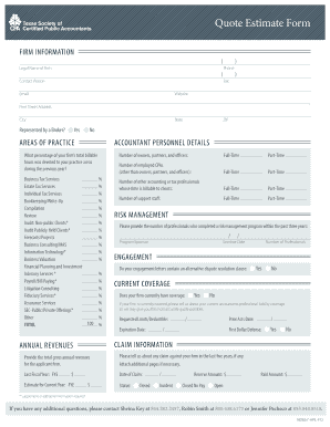 Accountants Professional Liability Insurance Quote Estimate Form