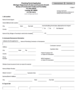 Michigan Plumbing Permit Application