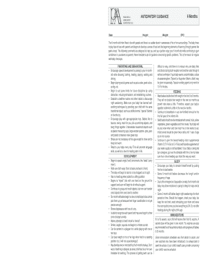 6 Months Pediatric Guidance Form