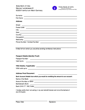 Remittance Instruction Form