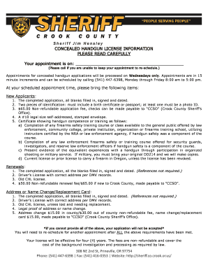 Oregon Concealed Handgun License Application