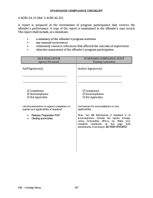 Standards Compliance Checklist
