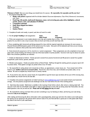 Math Class Policies Agreement