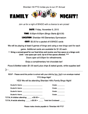 SH BINGO NIGHT FLYER 2015 - Clarence Central School Food