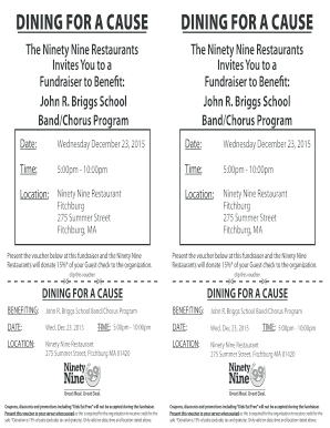 Dining for a Cause Fundraiser Voucher