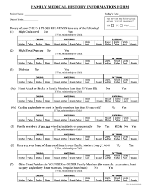 Family Medical History Information Form