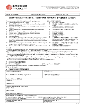 Client Information Form (Corporate Account)