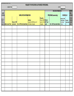 Request for Records Authorized Personnel Form