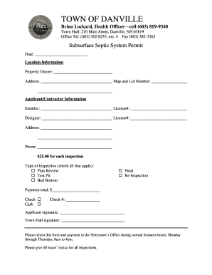 Verification of employment history form az - Septic inspection permit - Town of Danville, NH - townofdanville