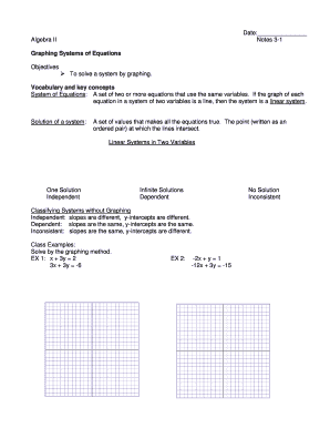 Algebra II Notes on Graphing Systems of Equations