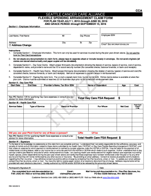 Seattle Cancer Care Alliance Flexible Spending Arrangement Claim Form