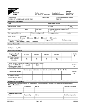 Principal Life Enrollment Waiver