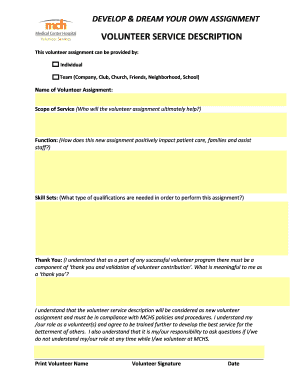 Volunteer Service Description Form