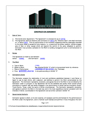 Construction Agreement Template