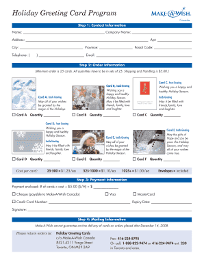 Make-A-Wish Canada Holiday Greeting Card Order Form