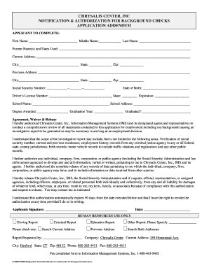Notification Authorization for Background Checks