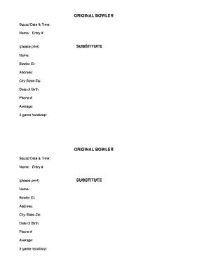 Bowling League Registration Form