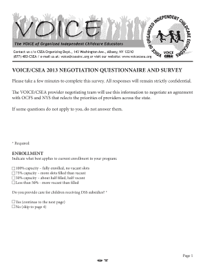 VOICE/CSEA 2013 Negotiation Questionnaire and Survey