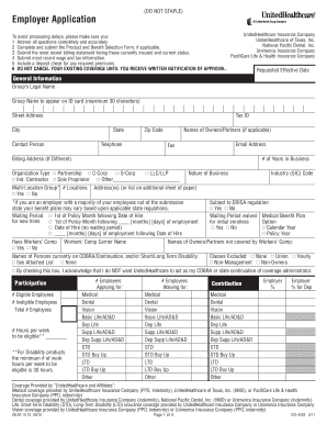 Employer Application for UnitedHealthcare Insurance