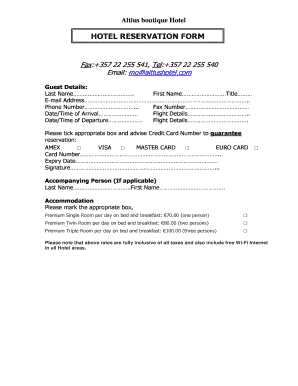 Altius Boutique Hotel Reservation Form