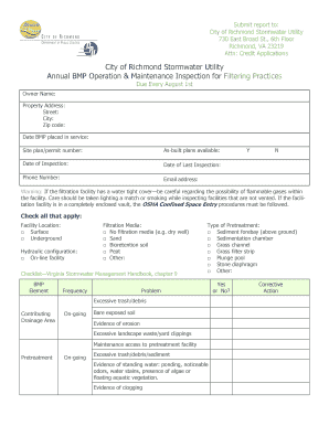 Annual BMP Operation & Maintenance Inspection Report