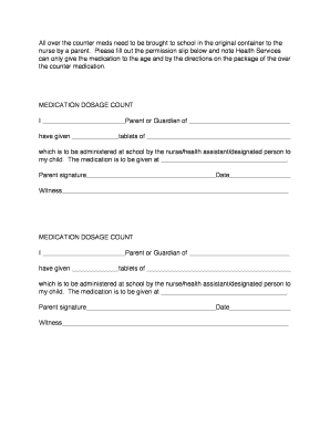 School Medication Permission Slip