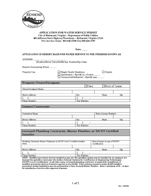 Application for Water Service Permit