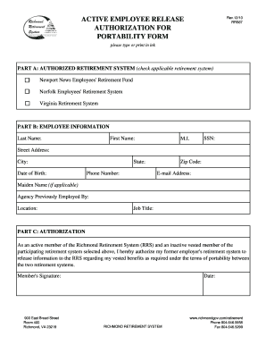 Active Employee Release Authorization Form
