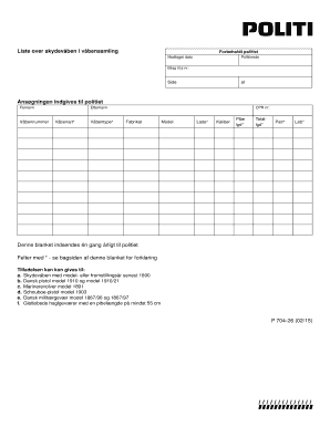 Danish Police Firearms Collection Form