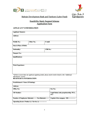 Bahrain Feasibility Study Support Scheme Application Form