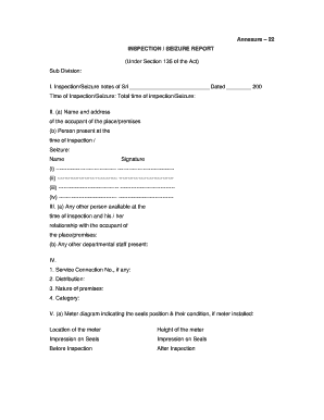 Inspection Seizure Report