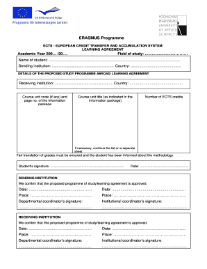 ERASMUS Learning Agreement