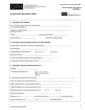 Studierendendatenblatt (SMS)