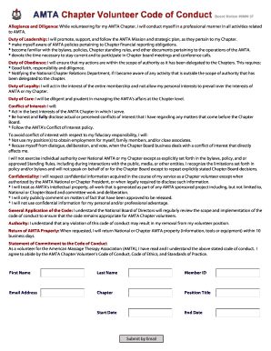 AMTA Chapter Volunteer Code of Conduct