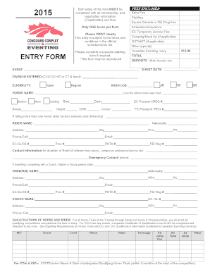 Canadian Eventing Entry Form