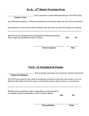 Pre-K – 12 Blanket Permission Form