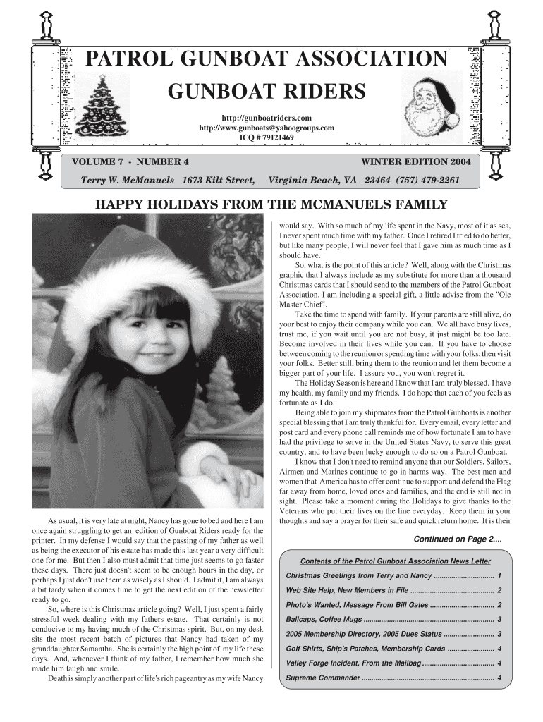Fillable Online 2004, v7, 4 U. S. Navy Patrol Gunboat Reunion