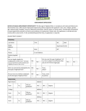 Employment Application Form