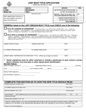 Lost Boat Title Application