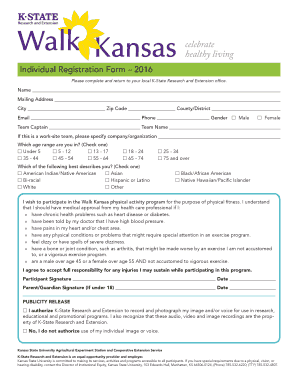 Walk Kansas Individual Registration Form