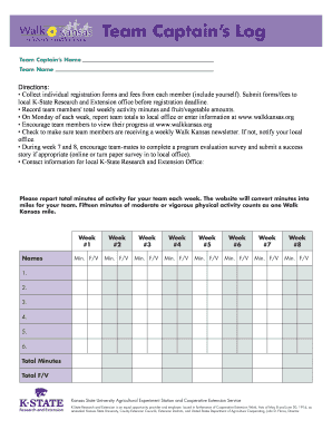 Walk Kansas Team Activity Log